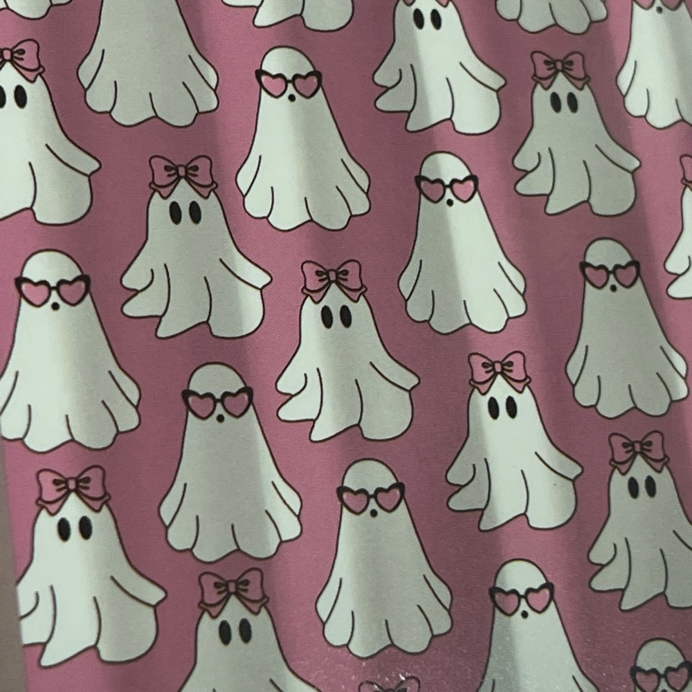 Halloween Pink BOW Ghosts Fabric Shower Curtain & Hooks